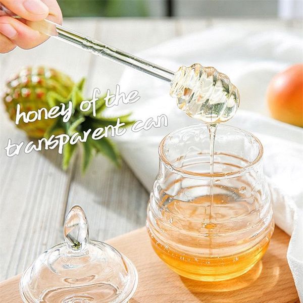 

transparent honey pot jar heat-resistant glass stirring rod stick seasoning pepper condiment sugar storage jars kitchen supplies