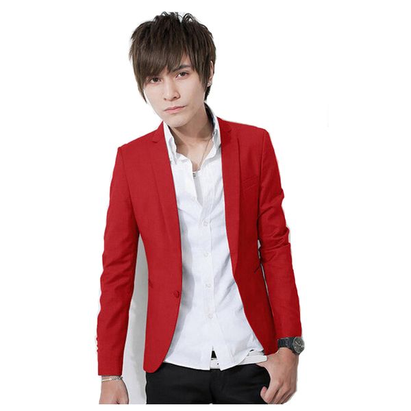 

2016 new arrive men xl xxl xxxl solid color single button leisure suit korean fashion slim fit casual blazer red pink white blue, White;black