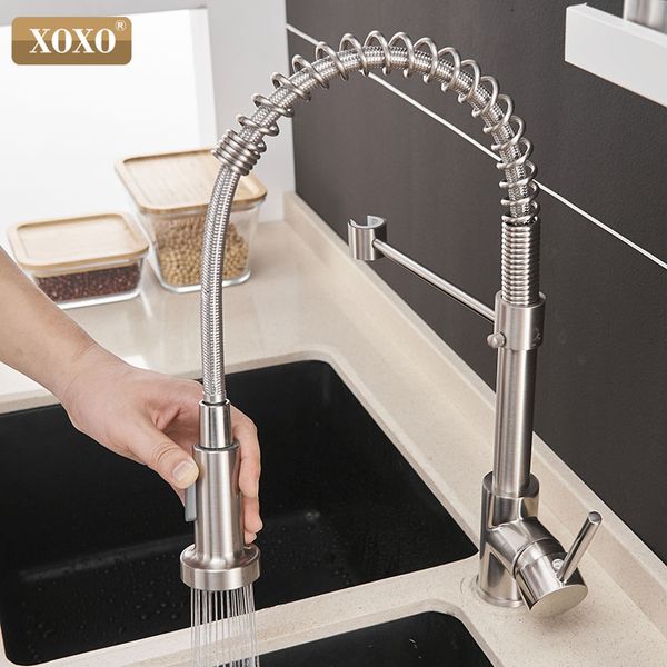 

xoxo kitchen faucet pull out cold and single hole torneira rotate swivel 2-function water outlet mixer tap 1343a-s