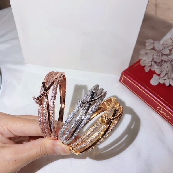 

trendy fashion screw full diamond nail gold bracelet ladies bracelet gift punk premium jewelry cross bracelet ing
