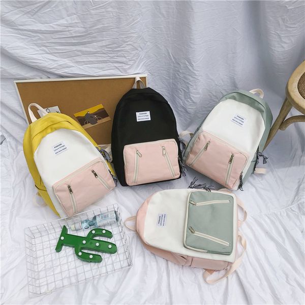 

2020 моды стиль колледжа лес холст рюкзак женский дикий двойной молнии младший средней школы студент сумка случайные backp