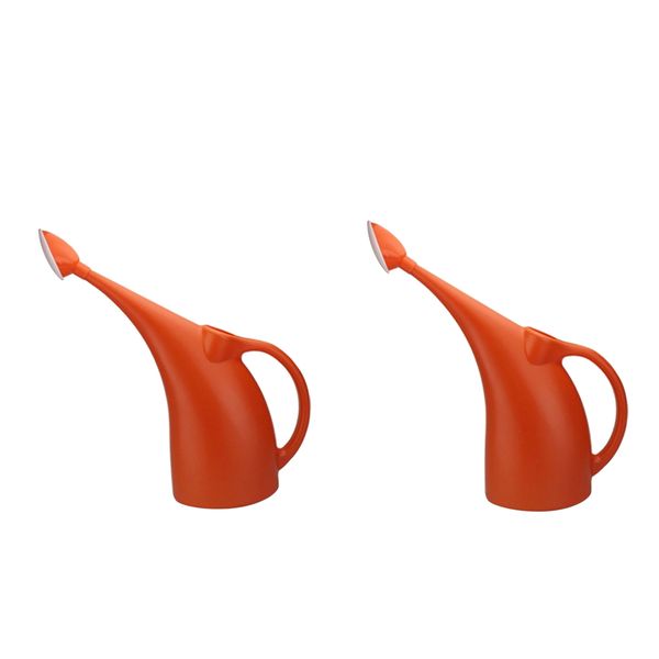 

2x lightweight watering can garden plants indoor outdoor 2l orange with rose