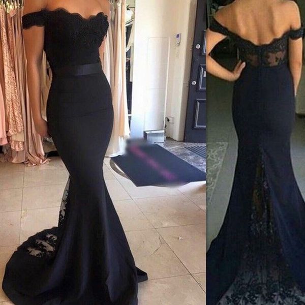 

off shoulder lace appliques mermaid evening dresses 2019 formal custom long ladies prom party gowns 2019 vestidos de festa cheap, Black;red