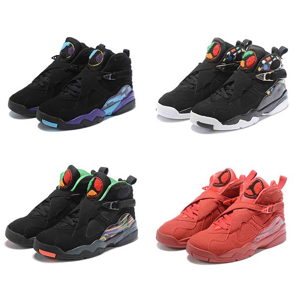 

8s outdoor basketball shoes jumpman 8 valentines day aqua black white chrome countdown pack mens trainer designer sport sneaker size 40-47