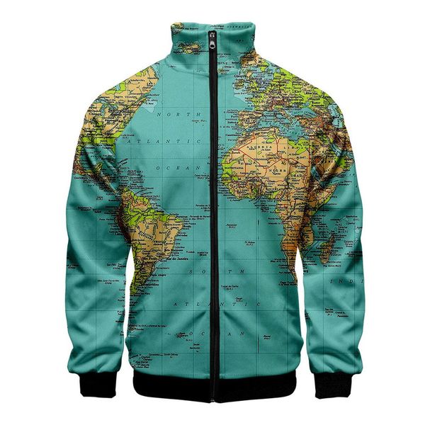 

мужчины vintage прохладный куртка мужская повседневная 3d world map печать zip кардиган пальто с длинным рукавом streetwear стоячим воротник, Black;brown
