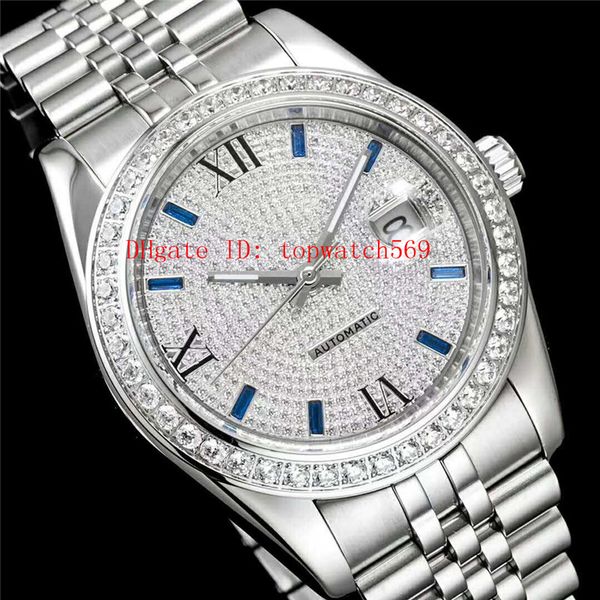 

new 904l stainless steel watch diamond mens watch swiss 3255 automatic mechanical 28800 vph diamond dial sapphire crystal 41mm wristwatch, Slivery;brown