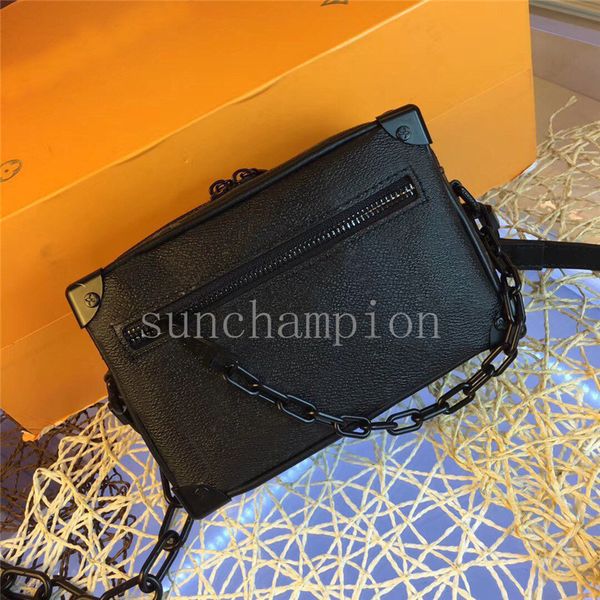 

designer chain women mini soft trunk genuine leather clutch bags hign end version handbag for women female m44480 trunk hand bag
