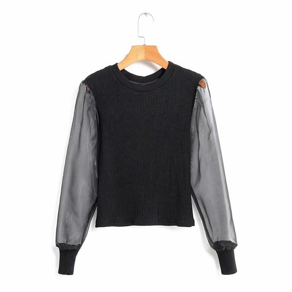 

autumn winter 2019 slim pullover mesh splicing long sleeve knitwear womens sweater winter clothes women sweaters and pullovers, White;black