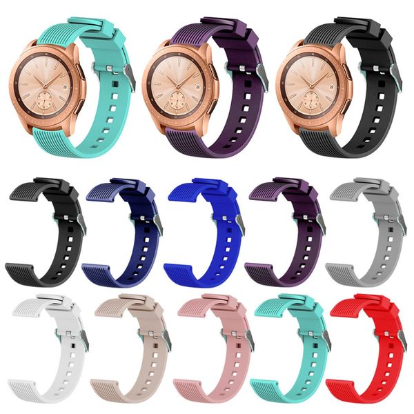 

shellhard 20mm silicone sport watchband for samsung galaxy watch striped replacement bracelet strap for sm-r810 42mm gear2, Black;brown