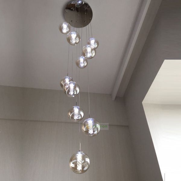 

xl 1-5m glass ball pendant lights for staircase church black spiral pendant lamp g4 led stair lighting l long stairwell lamp
