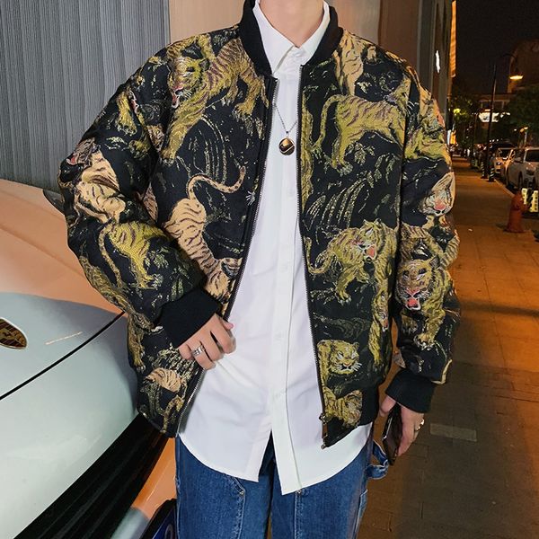 

winter 2019 parkas men's tiger hip hop coat men's thick warm fashion jacket street clothing clothing dd6mf, Black