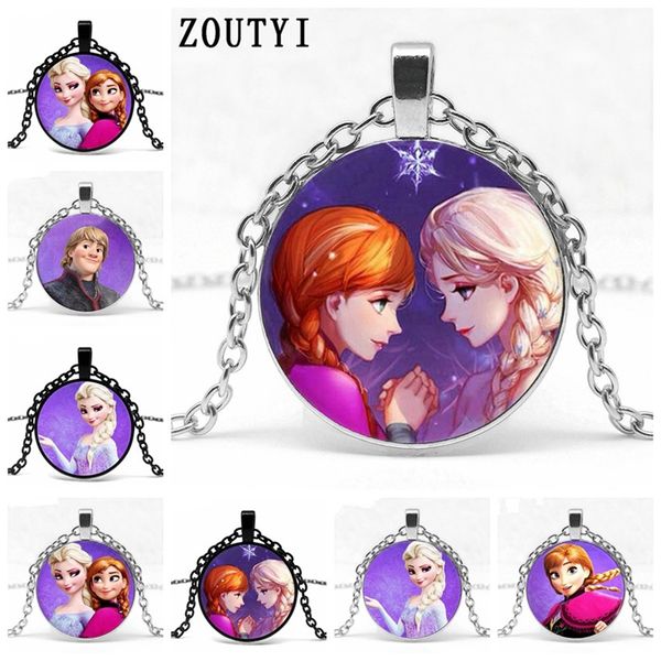 

new / purple series princess p crystal glass inlaid pendant necklace jewelry, boys and girls wear necklaces, Silver