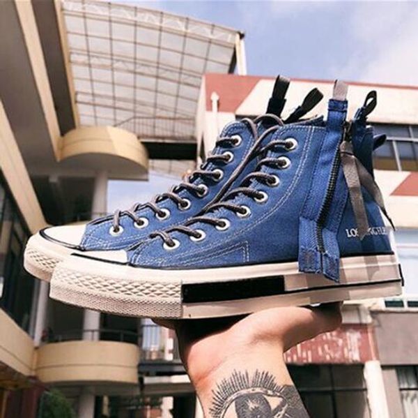 

men's vulcanize shoes new 2020 spring fashion high sneakers men casual canvas shoes outdoor footwear zapatos de hombre 2.5 c01 01, Black