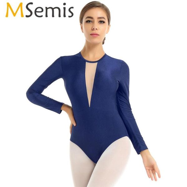 

msemis ballet leotard for women adults long sleeves deep v open back with twist straps gymnastics bodysuit ballerina dancewear, Black;red