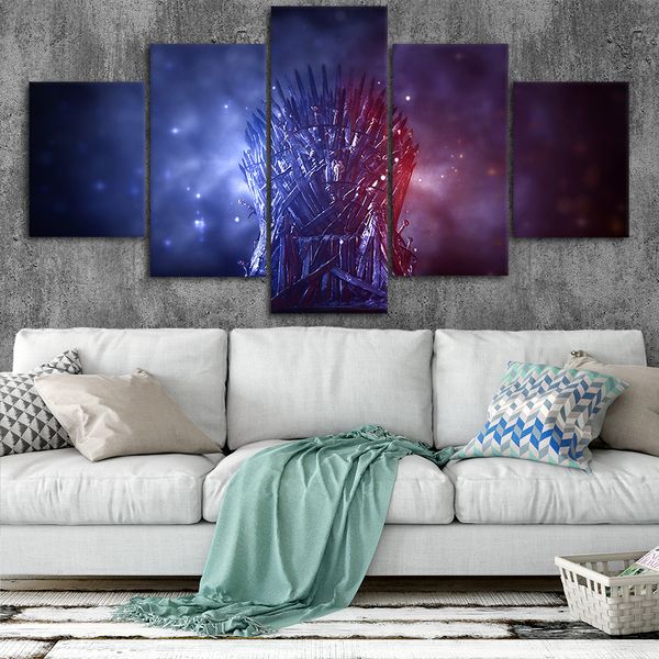 

игра престолов железный трон холст плакаты home decor wall art framework 5 шт. картины для гостиной hd отпечатки картинки