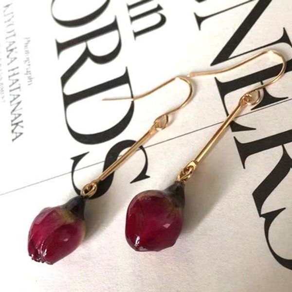 

diy прессованные цветочные серьги модные сладкие свадебные серьги для женщин болтающиеся ювелирные изделия ручной работы цветок образец пода, Silver