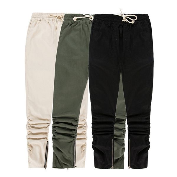 

4 colors mens pants slim fit trousers zipper hip-hop slacks hip hop fashion streetwear sweatpants casual pants, Black