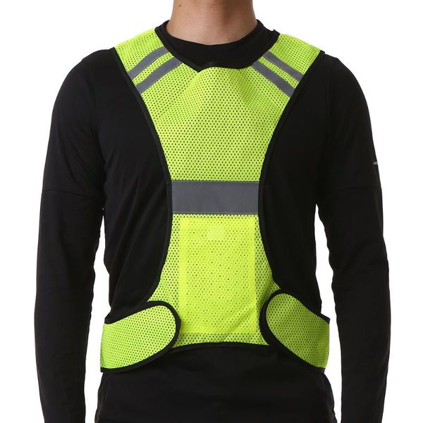 

high visibility night safety vest outdoor sports breathable mesh reflective vest with pocket for running cycling jogging walking, Black;blue