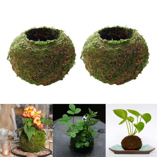 

4-pack green moss balls planters pots for wedding venue tablegarden decoration, 6cm & 9cm