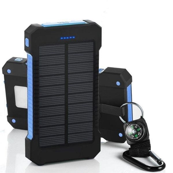 

20000mah solar power bank 2 usb port charger external backup battery with retail box for iphone samsung cellpphone charger