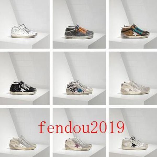 

2020 italy brands golden old style designer fashion sneakers genuine leather mens womens casual shoes gooses trainer mid superstar a-001, Black;red