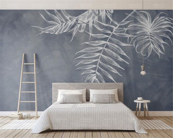 Any Size Wallpaper Modern Style Leaf Texture Bedroom Master Bedroom Bed Background Wall 3d Wallpaper Computer Wallpaper Computer Wallpaper Free From