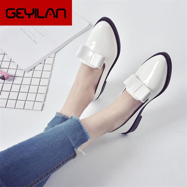

2019 spring autumn fashion pointed flat women's shoes patent leather shallow mouth with casual shoes low-y154, Black