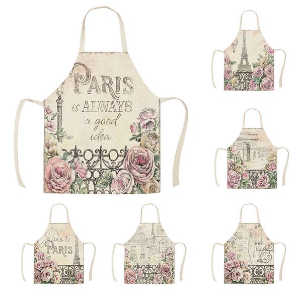 

linen paris is always good idea print kitchen aprons dinner party cooking bib funny pinafore cleaning apron wqd367