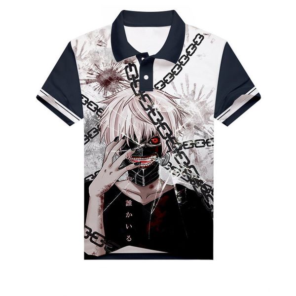 

anime tokyo ghoul shirt ken kaneki 3d print men's sport teenager golf shirt short sleeve summer tennis tees, White;black
