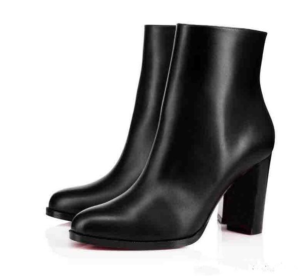 

italy red sole desginer lady boots women shoes red bottom black leather ankle boots karistrap / adox thick heels luxury boot