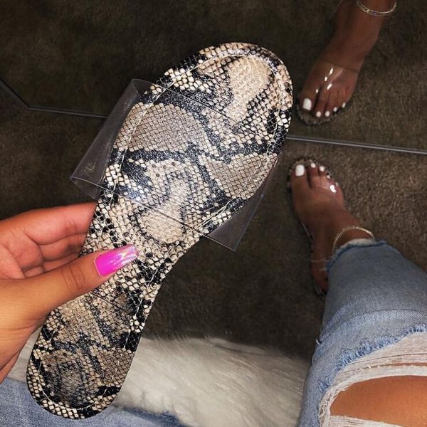 

flat bottom serpentine flip flop women 2019 new fashion wild outdoor bright color candy color transparent pvc slippers, Black