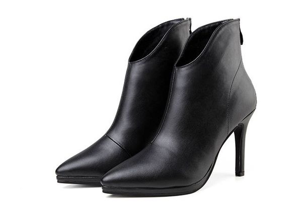 

new crocodile-embossed women ankle boots lady geometric heels pumps fall winter fashion motorcycle martin boots 10cm, Black