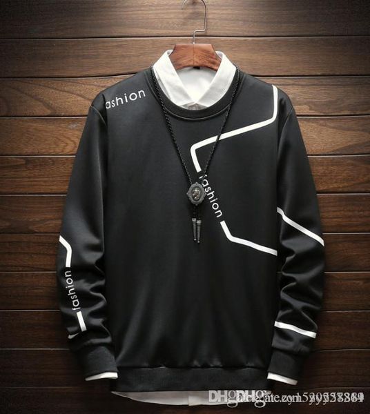 

2018 осенью и зимой ведущие тенденции моды мужской свитер простой и удобной круглый свитер шеи корейской версии stri, Black