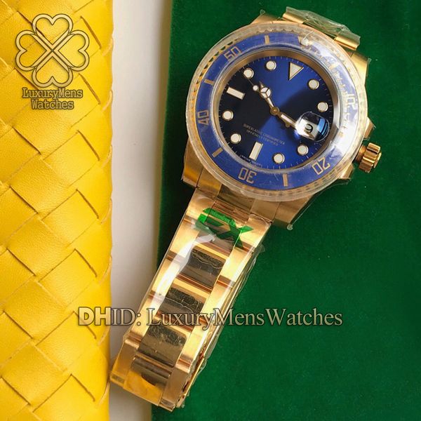 

18k gold watch blue dial 116613lb-97203 mens designer watches 40mm 904l case sapphire ceramic bezel classic glid lock clasp men wristwatches, Slivery;brown
