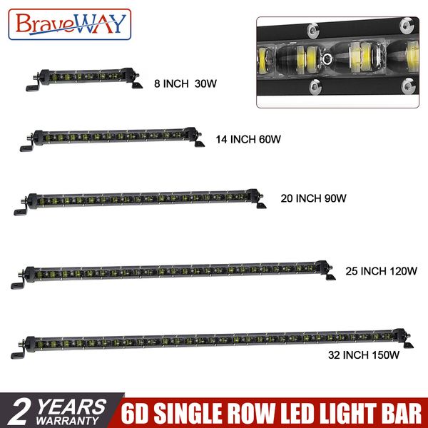 25inch 120W LED Work Light Bar Combo Slim Single Row Offroad Truck 4WD Boat Car