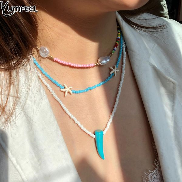 

yumfeel new fashion women seed beads charm necklace multi color string beaded choker necklace jewelry torques necklace gifts, Silver