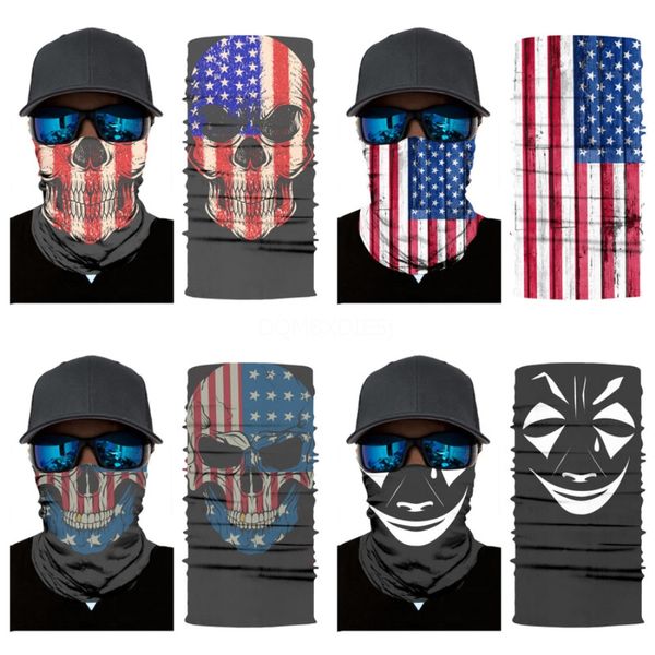 

designer printed women silk magic skull scarf face mask 14 styles chiffon handkerchief outdoor windproof half face dust-proof sunshade ma#78, Blue;black