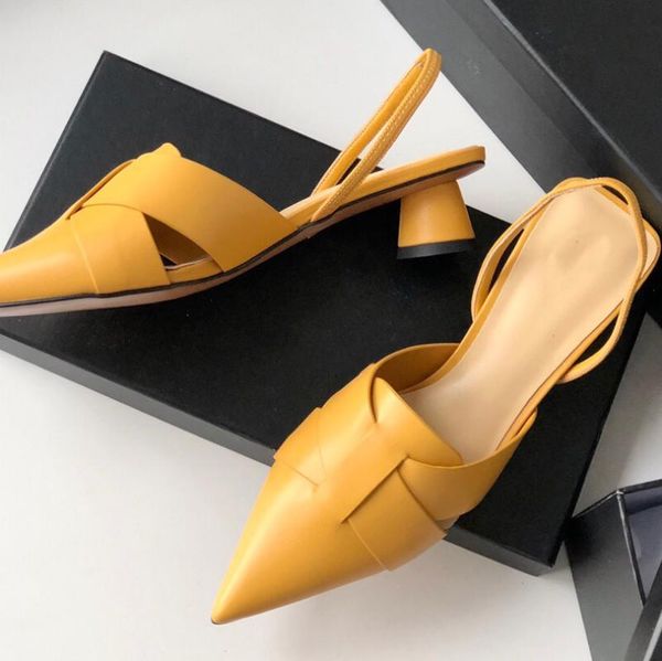 

shoes woman leather sole pointed toes sandals med high strange heels sandals ankle strap zapatos de mujer weave shoes, Black