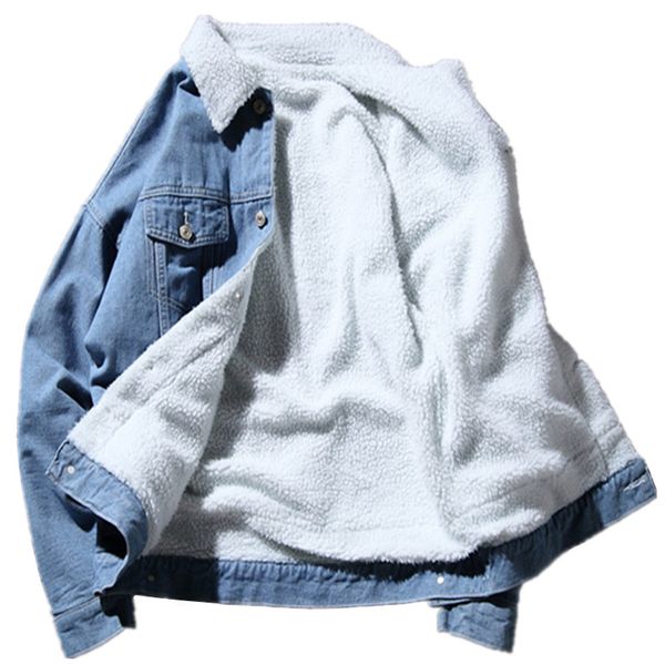 

2019 new winter men's casual plus velvet thick warm denim jacket / male add wool lapel cowboy coats jacket / size m-5xl, Black;brown