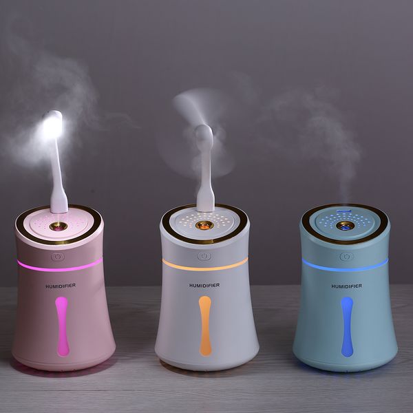 

kbaybo 370ml usb ультразвуковой увлажнитель воздуха аромат эфирного масла диффузор с 7 цветными сменными лампами и вентилятором 3 в 1 для до