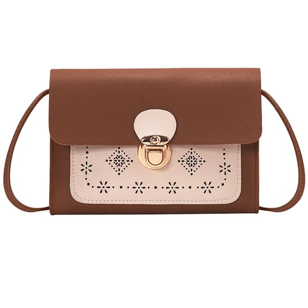 

lady vintage color matching hollow wild lock shell bags women's cute shoulder bag diagonal package square handbags female