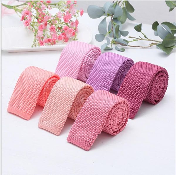 

new style of knitted leisure fashion narrow tie men and women can use winter 5 cm multi-color pure color accessories tie, Blue;purple