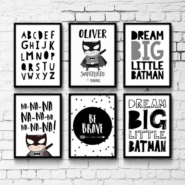 

dream big motivational cartoon poster canvas art prints black white painting wall picture for children living room decor