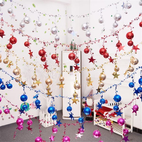 

1pc 230cm long christmas ball bell string with star for christmas tree home plastic ball diy party decoration supplies