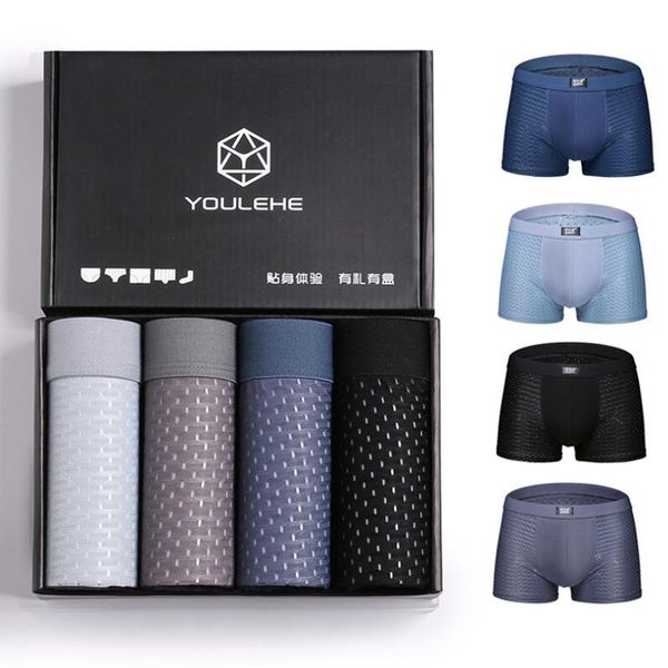 

4pcs underwear men modal boxer cuecas mesh breathable underpants mens boxers shorts panties ropa ropa interior hombre, Black;white