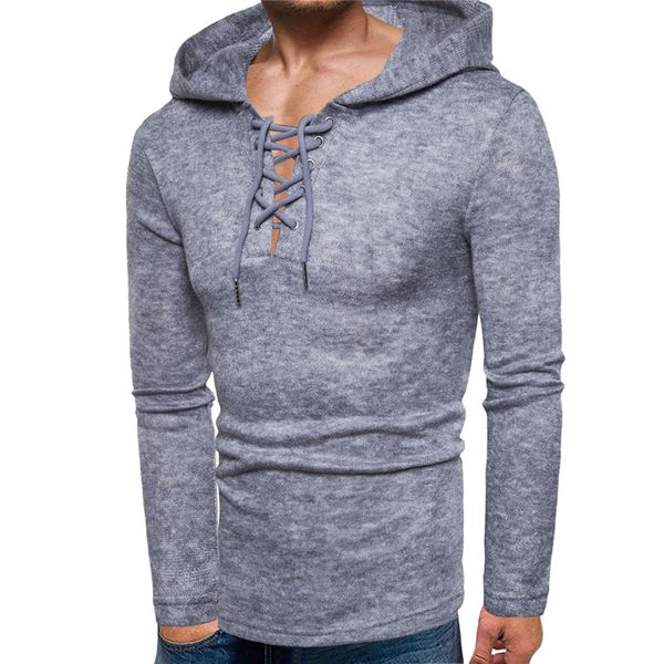 

mens bandage designer sweatshirts solid color slim fit fashion hoodies long sleeved pullovers, Black