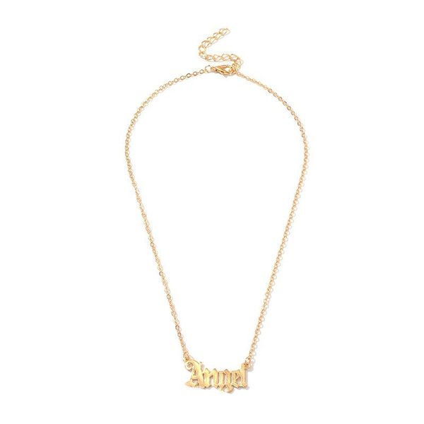 

2020 new european and american women's necklace fashion simple letter angel necklace angel collarbone chain girl gift jewellery, Silver