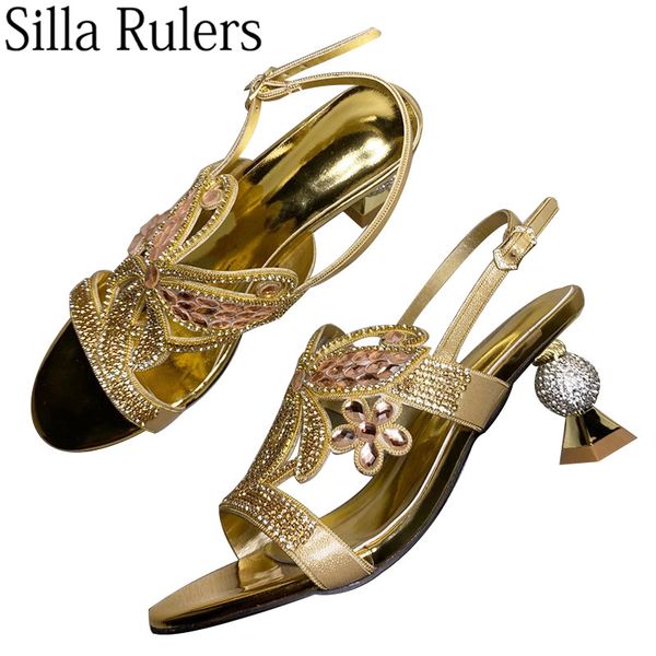 

crystal butterfly sandals woman round toe ball heels party shoes woman back strap genuine leather ladies dress shoes 2020, Black