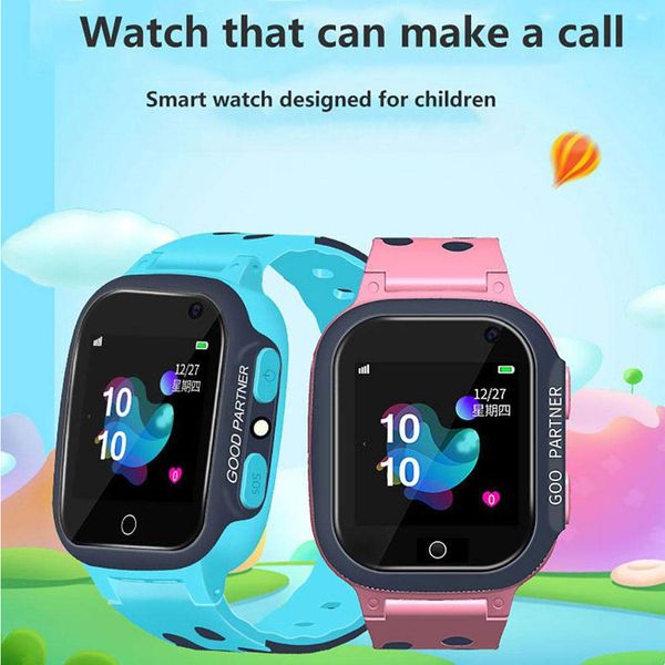 

voice chat waterproof silicone for kids phone call tracker gift smart watch children realtime positioning long standby anti lost, Blue