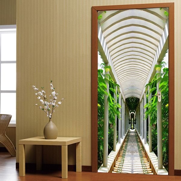 

3d door sticker modern creative long corridor mural wallpaper living room study self-adhesive waterproof wall stickers 3 d decal